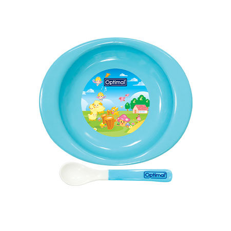 Optimal Feeding Plate With Silicone tip spoon 4m+