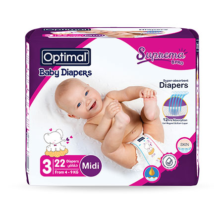 Baby Diapers 3 (4-9 Kg)-22 Pcs Midi