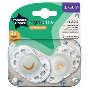Tommee Tippee 2x night time Soothers 18-36m