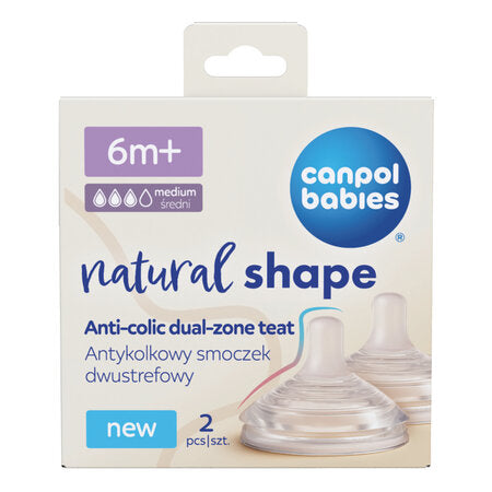 Canpol Babies Anti-Colic Dual-Zone Teat Natural Shape 6m+ 2 pcs