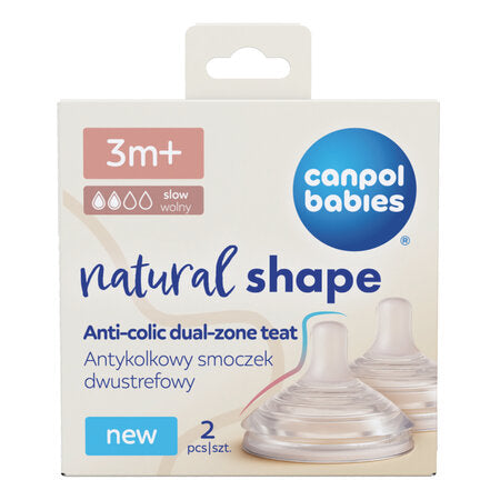 Canpol Babies Anti-Colic Dual-Zone Teat Natural Shape 3m+ 2 pcs