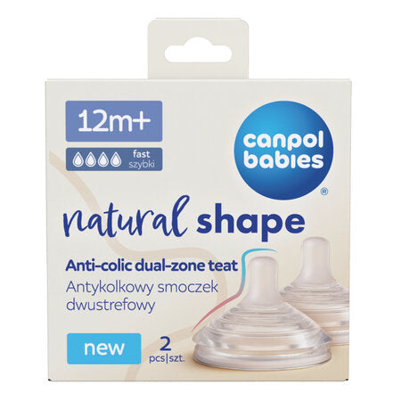 Canpol Babies Anti-Colic Dual-Zone Teat Natural Shape 12m+ 2 pcs