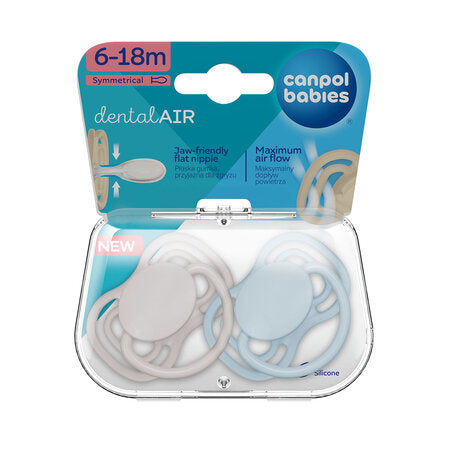 Canpol Babies DentalAir Silicone Symmetrical Soother 6-18m NUDE 2 pcs