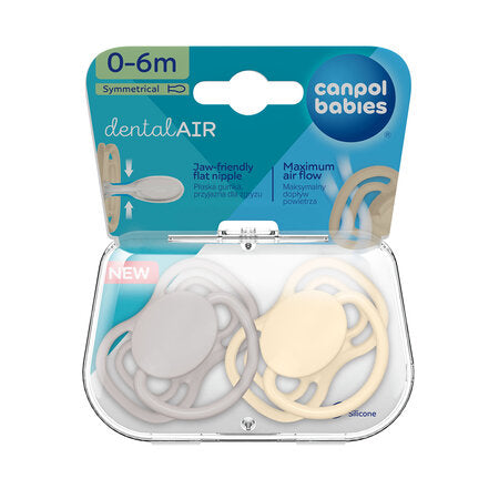 Canpol Babies DentalAir Silicone Symmetrical Soother 0-6m NUDE 2 pcs creme