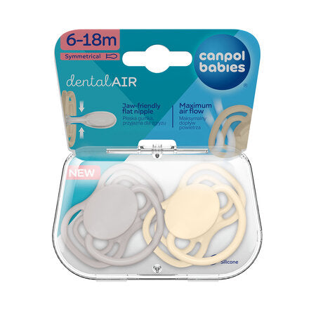 Canpol Babies DentalAir Silicone Symmetrical Soother 6-18m NUDE 2 pcs creme