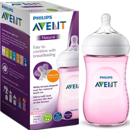 Natural Range Feeding Bottle 260ML X1 Pink