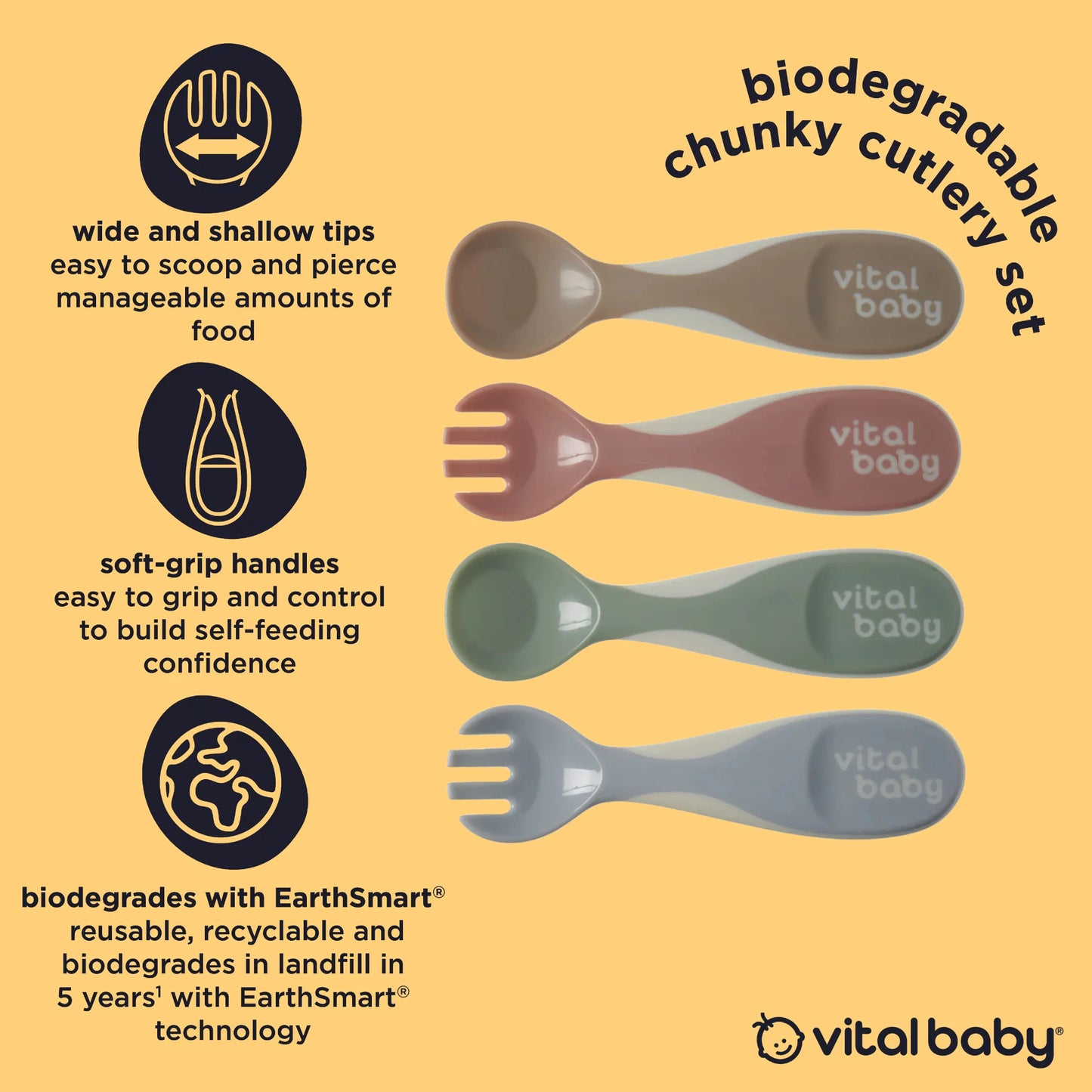 Vital baby chunky cutlery set 6m+
