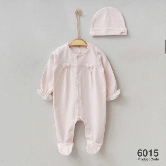 Baby Girl 100% Cotton Overall+Hat
