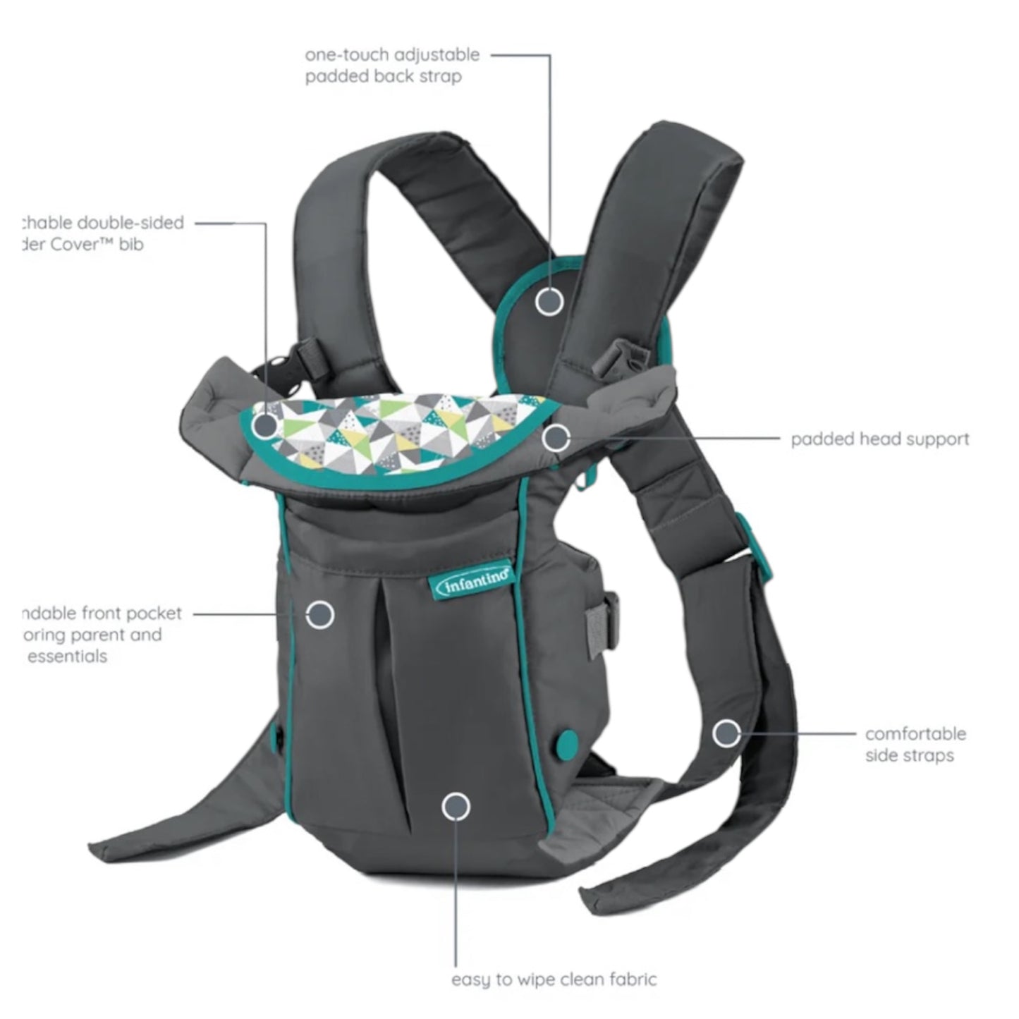 Infantino swift classic carrier with pocket