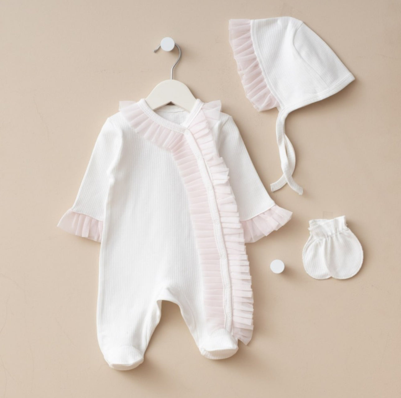 Baby Girl overall set with ruffles