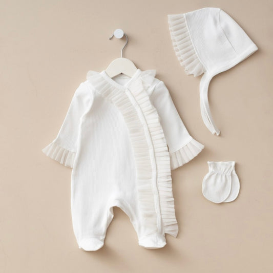 Baby Girl overall set with ruffles