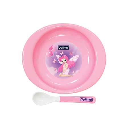 Optimal Feeding plate With Silicone Tip Spoon 4m+