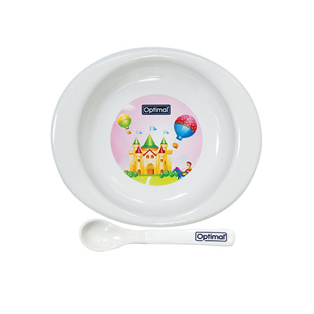Optimal Feeding Plate With Silicone tip spoon 4m+