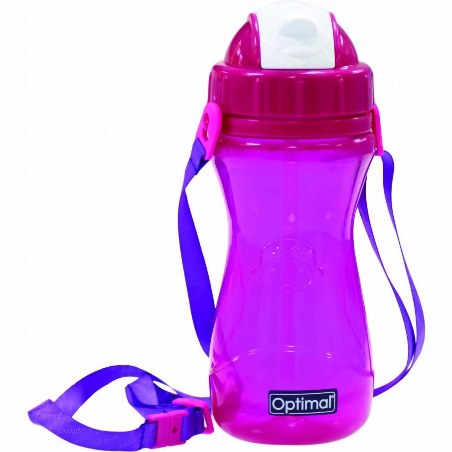 Silicone Straw Bottle 12m+ Pink