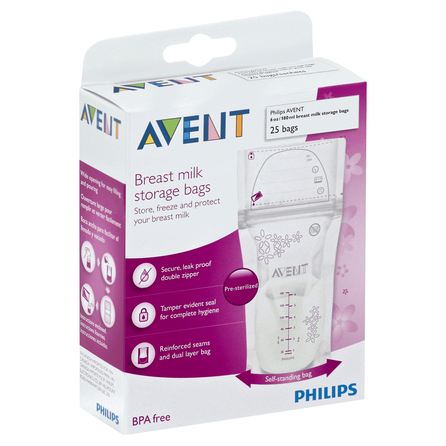 25 Breast milk storage bags 180 ml