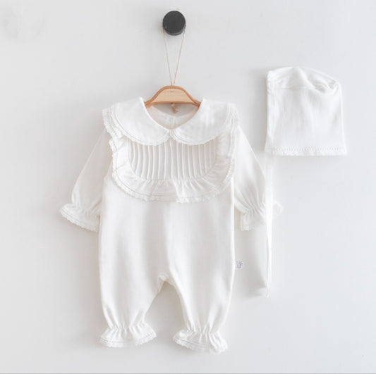 Baby girl 2 pieces ribbed overall set (newborn)