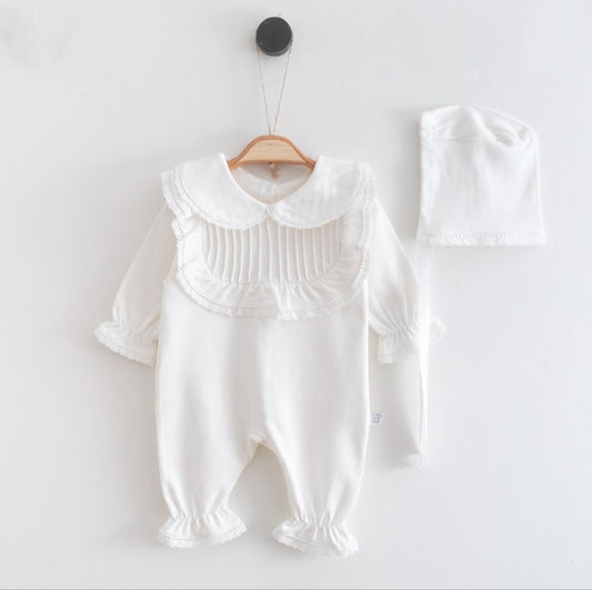 Baby girl 2 pieces ribbed overall set (newborn)