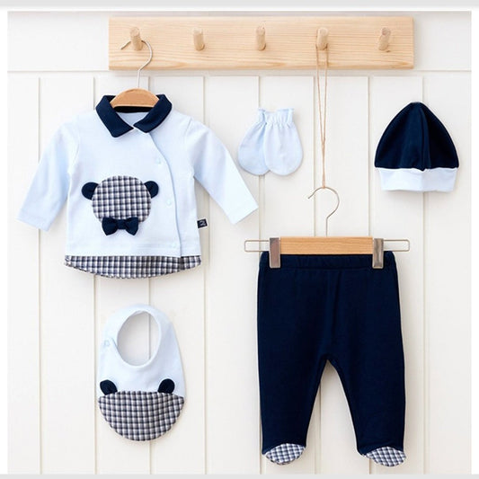 Baby boy cotton 5 pieces hospital set