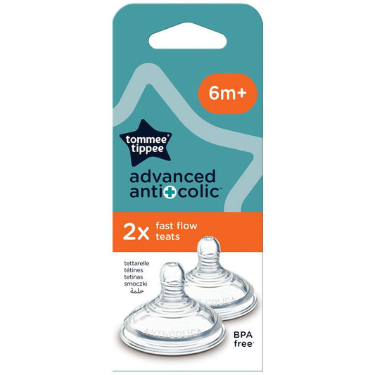 Tommee Tippee advanced anti colic fast flow teats 6m+