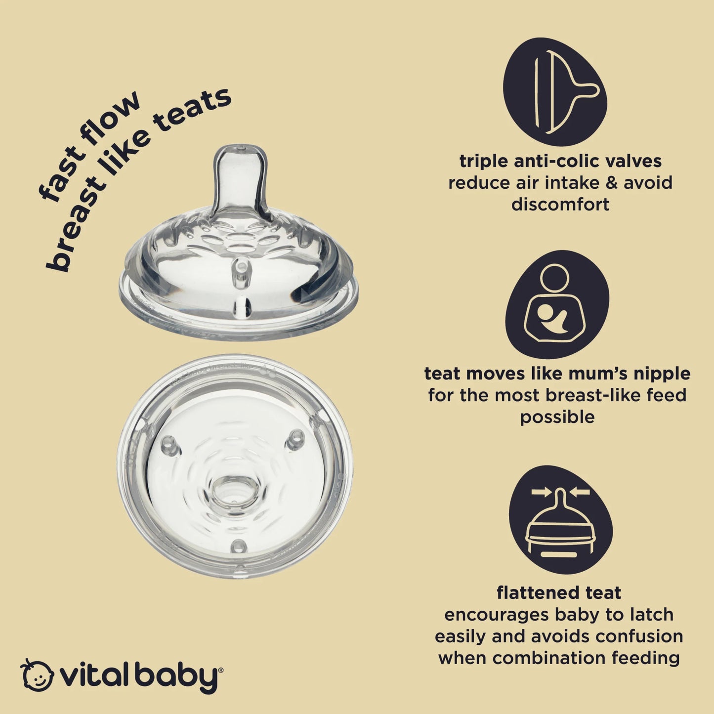 Vital baby breats like teats fast flow 6m+