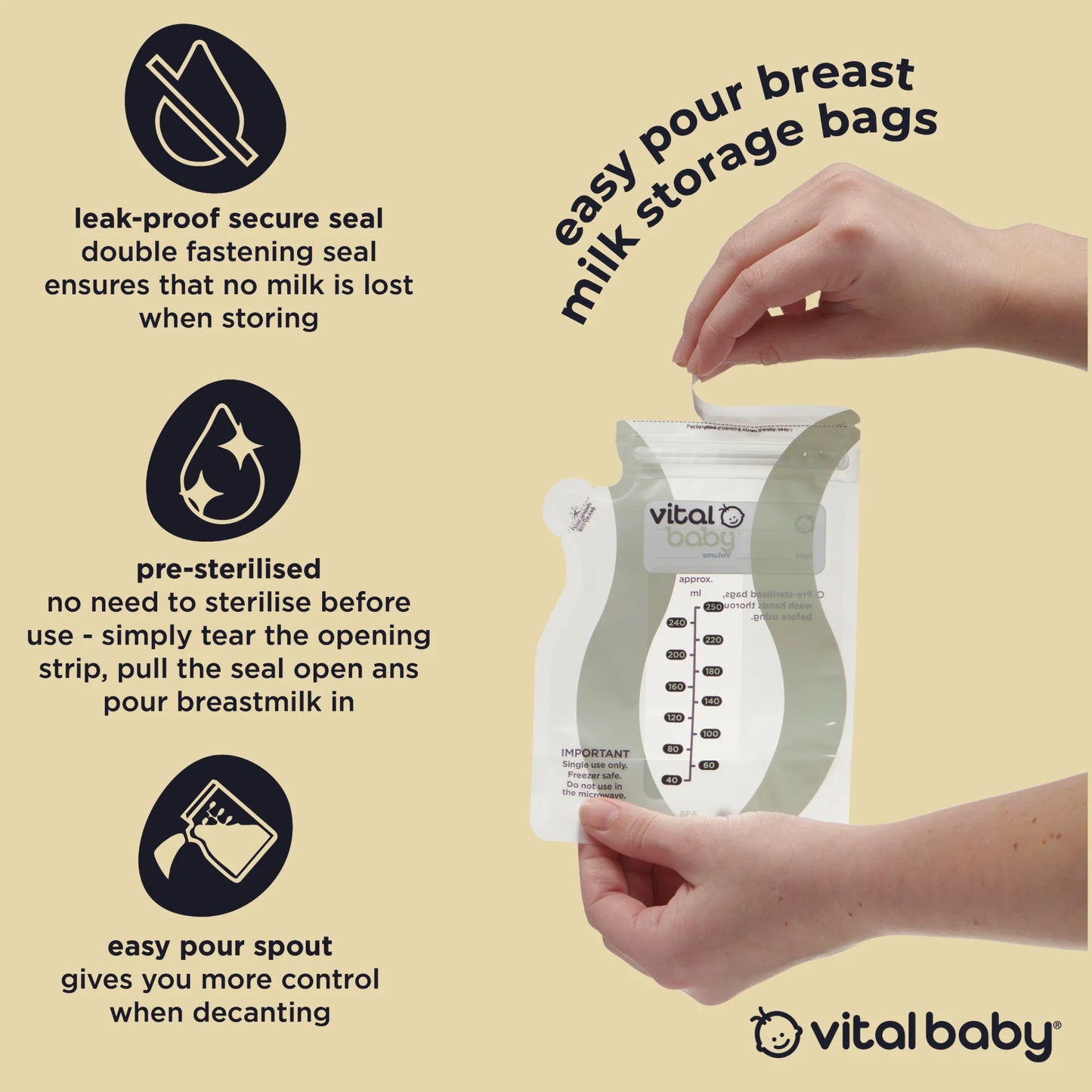 Vital baby easy pour milk storage bags