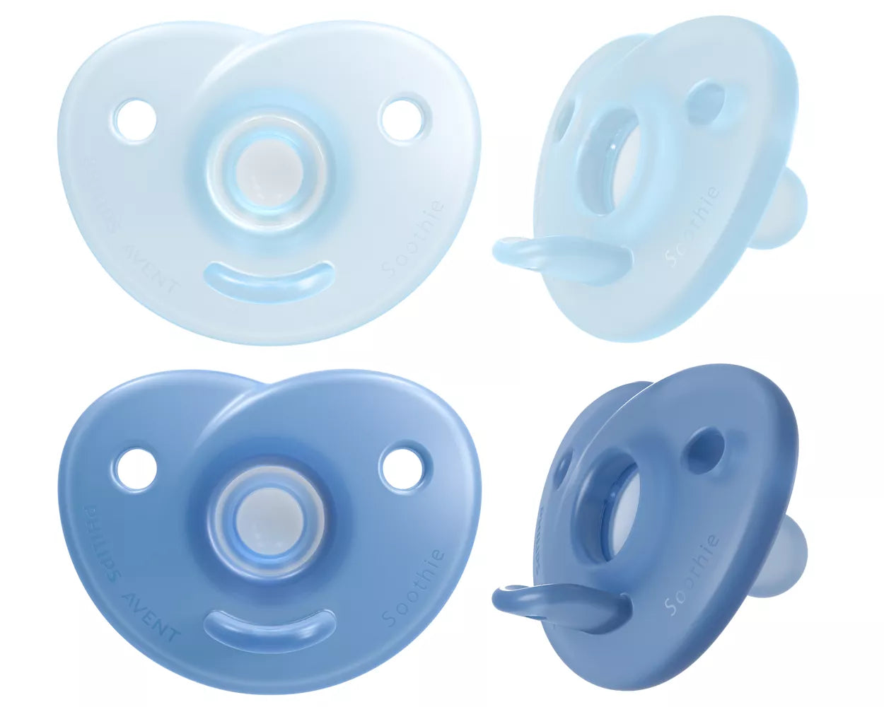 2 Curved soothie mix 0-6 m+  Blue