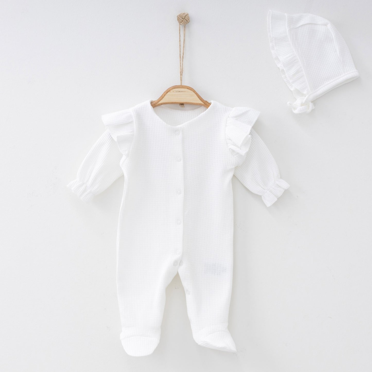 Baby girl waffle 2 pieces overall set (0-3 m)