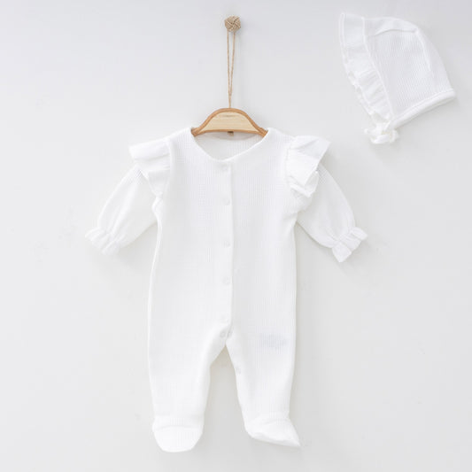 Baby girl waffle 2 pieces overall set (0-3 m)