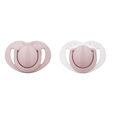 Powder Pink Patterned 2-Piece Silicone Orthodontic Pacifier 6 Months + (Boxed)